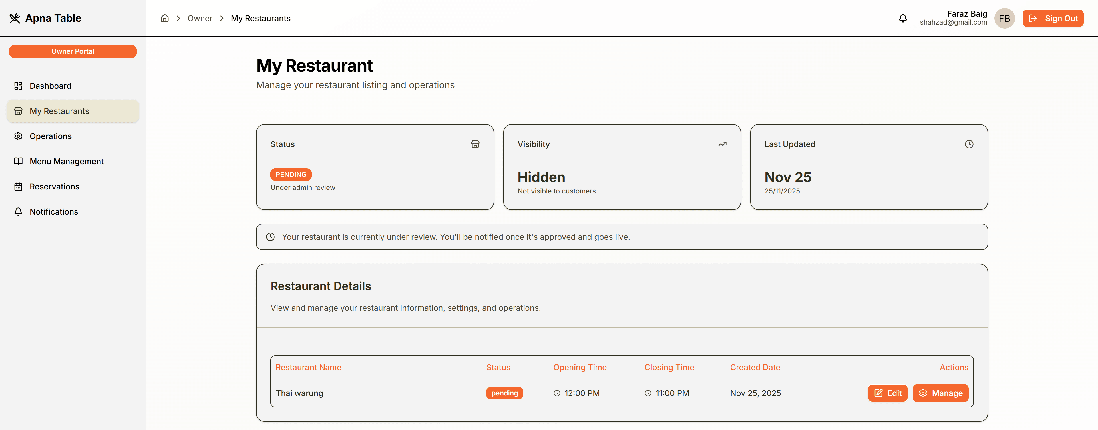 Restaurant Management